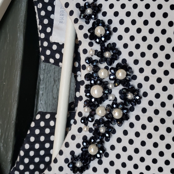 PHARDI Polka Dot Fit & Flare Polka Dot Midi Dress Black White sz 36/S/4 - Picture 4 of 10